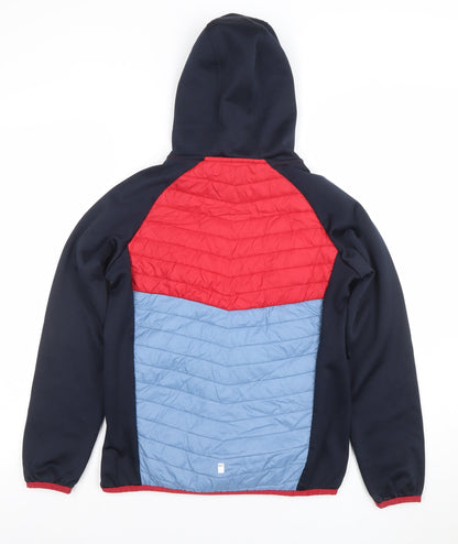 Close-up detail of Regatta boys’ multicoloured 13 years hooded puffer jacket