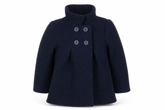 Front view of Jasper Conran Junior girls’ blue pea coat 4-5 years double breasted winter jacket
