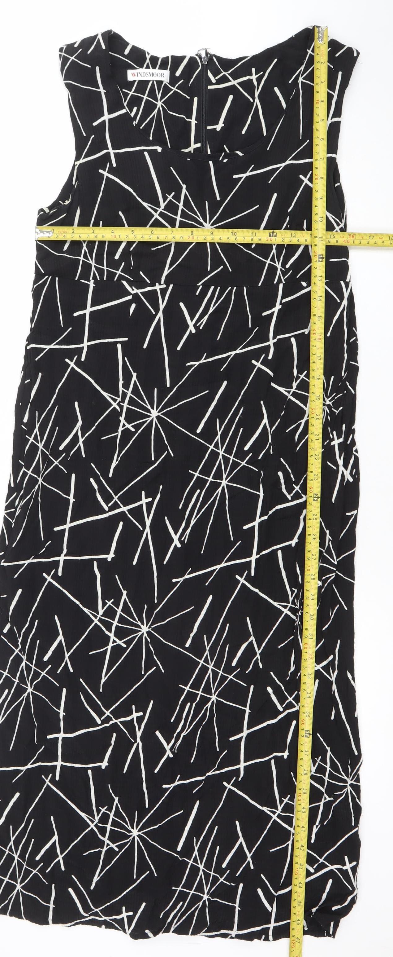 Windsmoor Women’s Black Geometric Sleeveless Sheath Dress Size 16