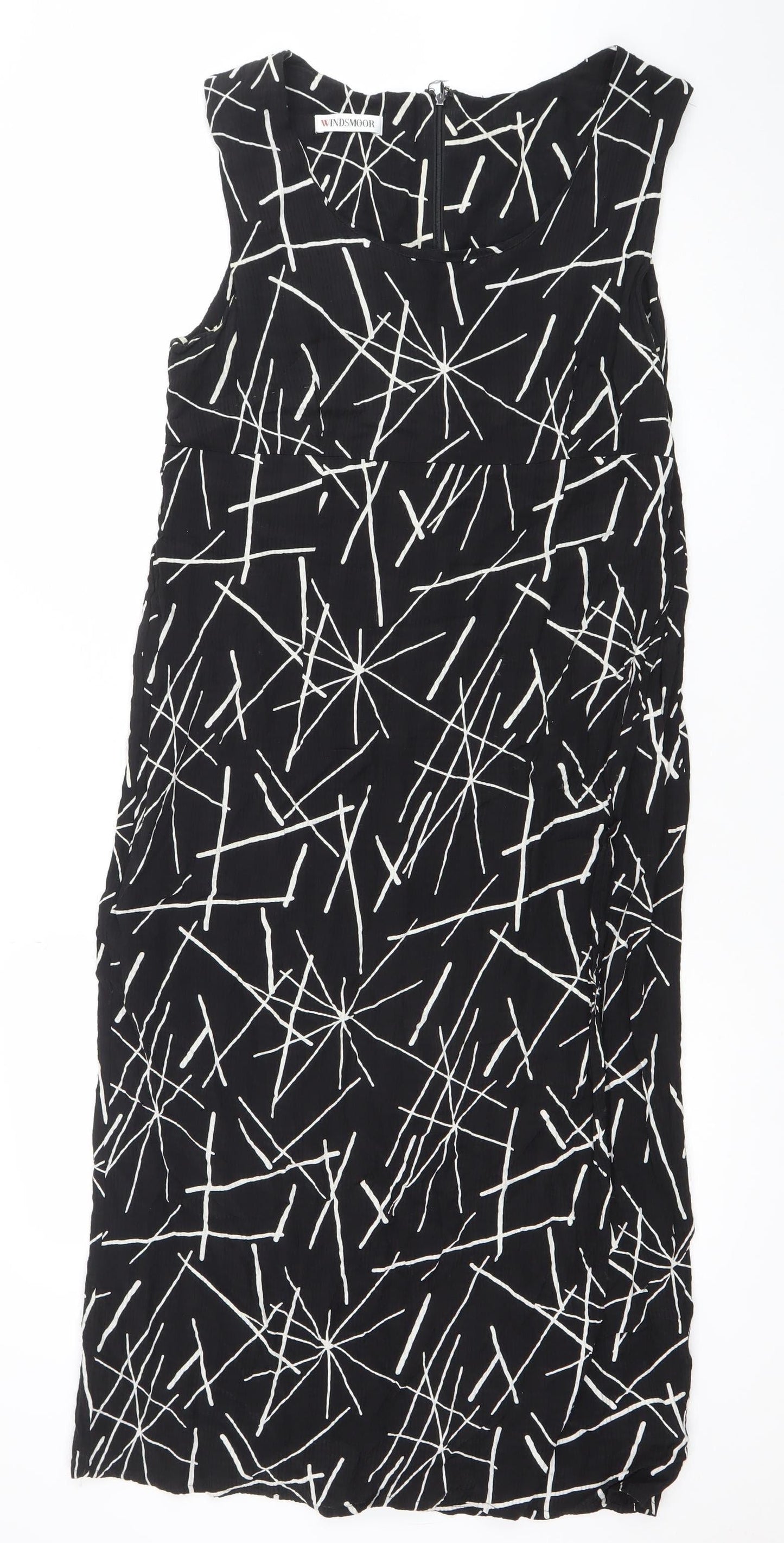 Windsmoor Women’s Black Geometric Sleeveless Sheath Dress Size 16