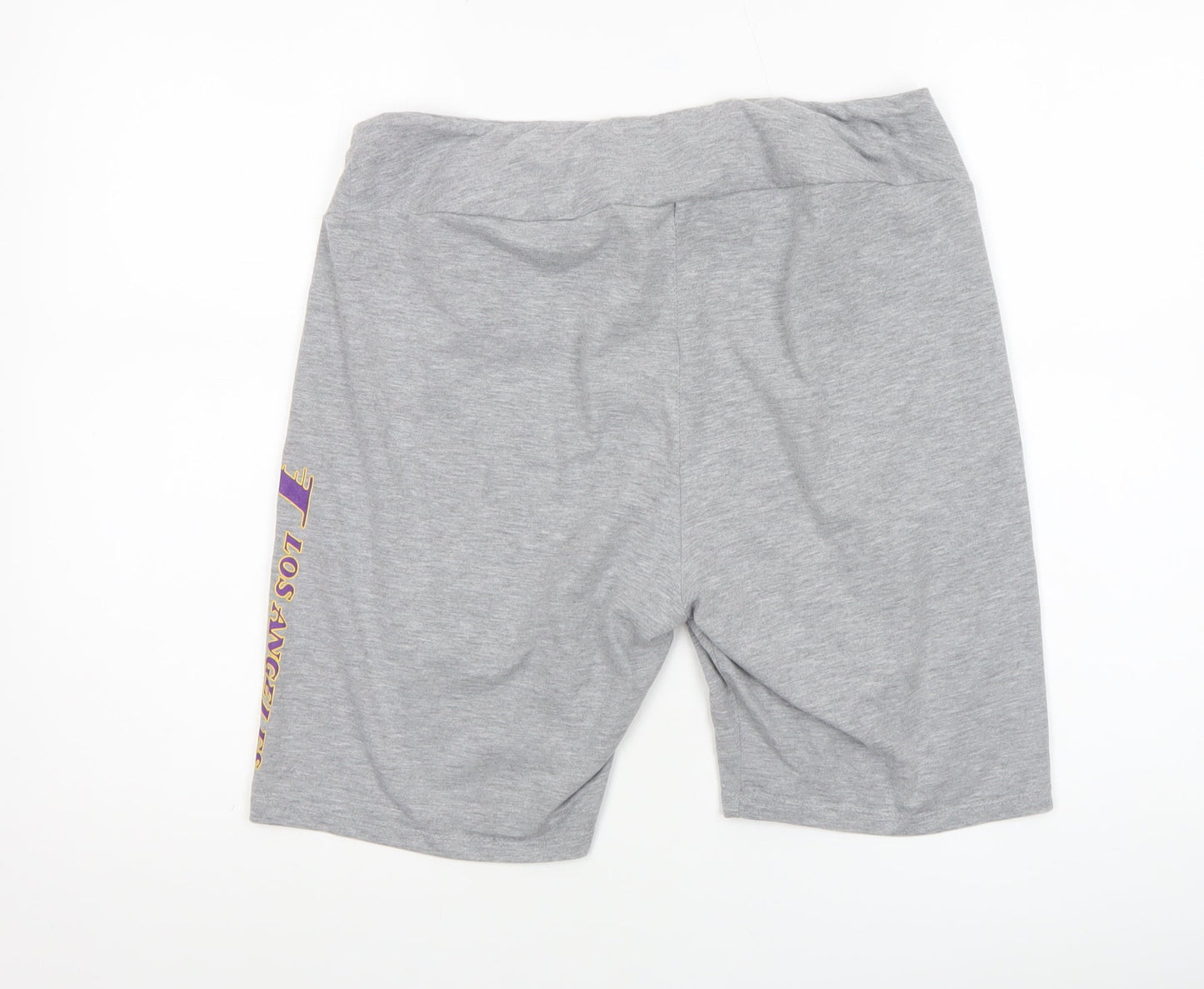 NBA Womens Grey Biker Shorts L Los Angeles Lakers Cotton Stretch Activewear