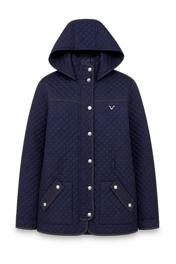 Voi Jeans Co. Women's Blue Quilted Hooded Jacket Size 12