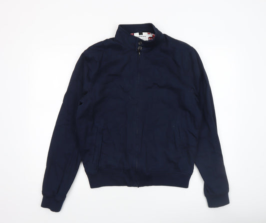 Topman Men's Blue Cotton Bomber Jacket Size S Stand-Up Collar Casual