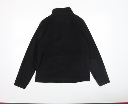 Close-up detail of Regatta boys’ black fleece full zip jacket 14 years warm lightweight outdoor
