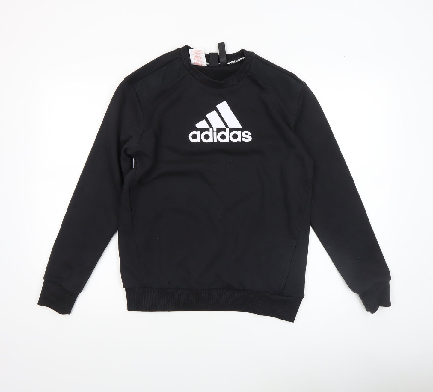 Adidas Boys Black 13-14 Years Pullover Crew Neck Logo Sweatshirt