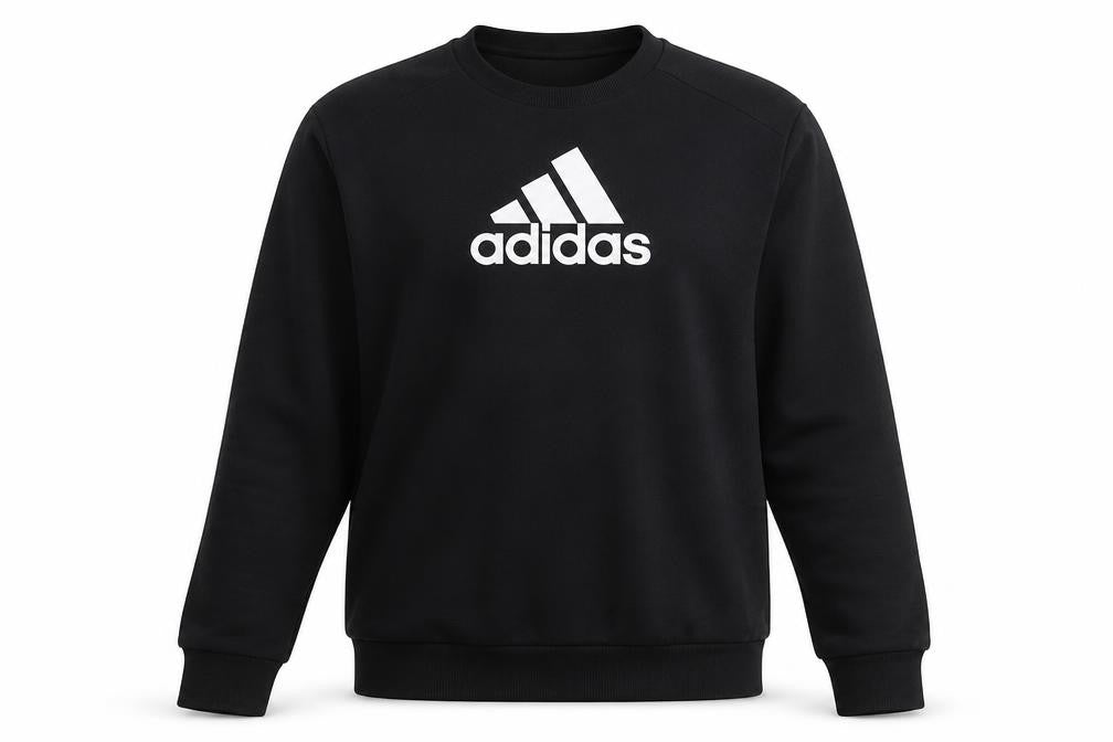 Adidas Boys Black 13-14 Years Pullover Crew Neck Logo Sweatshirt