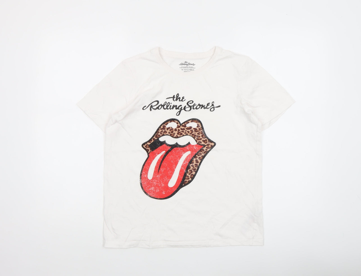 The Rolling Stones Girls White 14-15 Years Graphic Logo Cotton T-Shirt