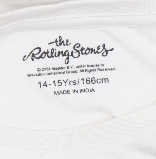 The Rolling Stones Girls White 14-15 Years Graphic Logo Cotton T-Shirt