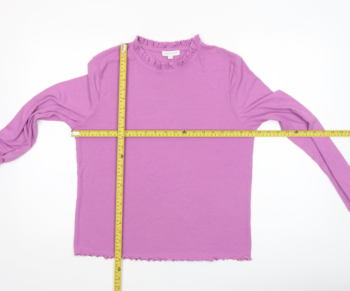 Nice & Chic Women’s Purple Mock Neck Long Sleeve Jersey Top Size 2XS