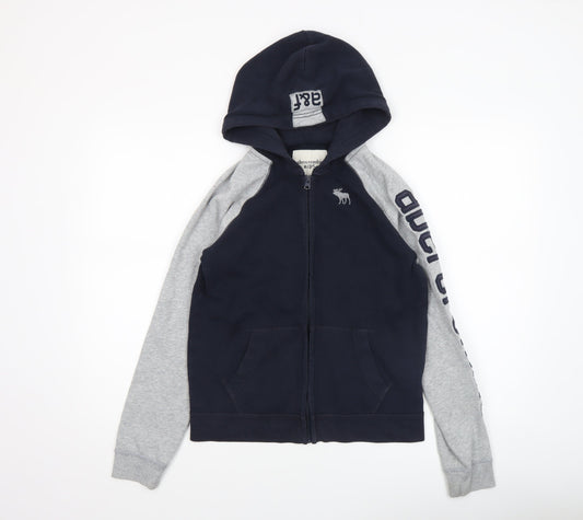 Abercrombie Kids Boys Blue Full Zip Hoodie 13-14 Years Logo Fleece