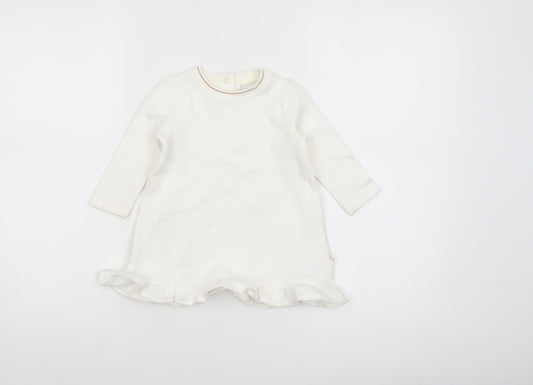 Ted Baker Girls Ivory Long Sleeve Tunic T-Shirt 9-12 Months Cotton Blend