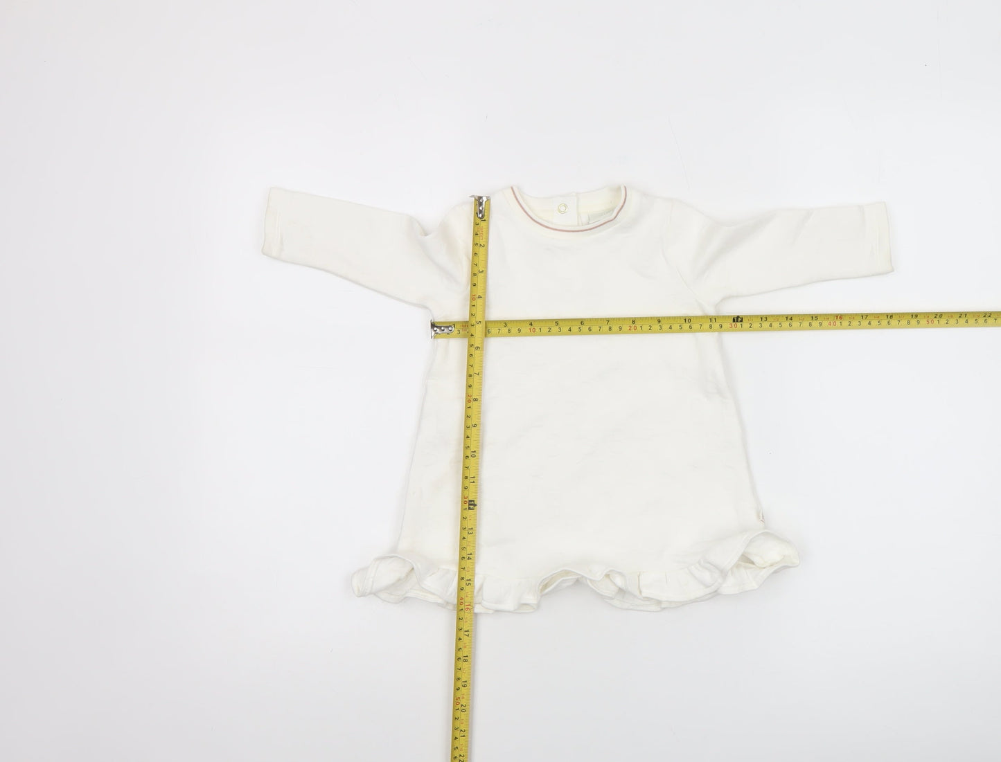 Ted Baker Girls Ivory Long Sleeve Tunic T-Shirt 9-12 Months Cotton Blend