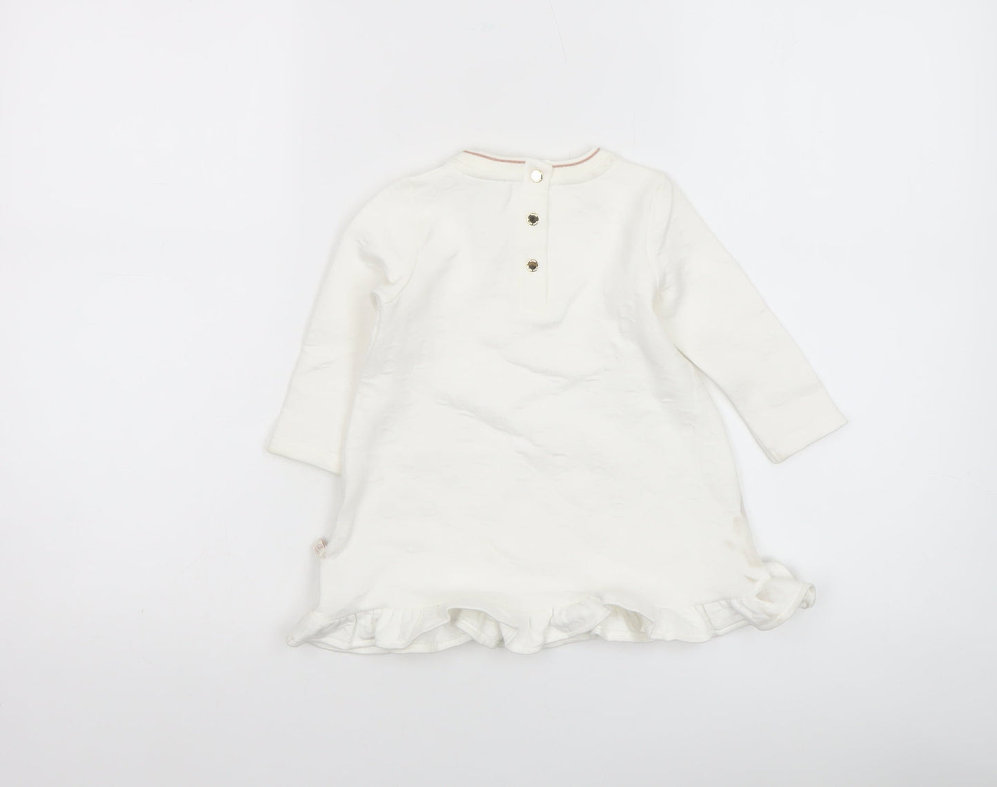 Ted Baker Girls Ivory Long Sleeve Tunic T-Shirt 9-12 Months Cotton Blend