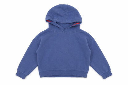 Boden Girls Blue Pullover Hoodie 9-10 Years Colourblock Striped Sleeves