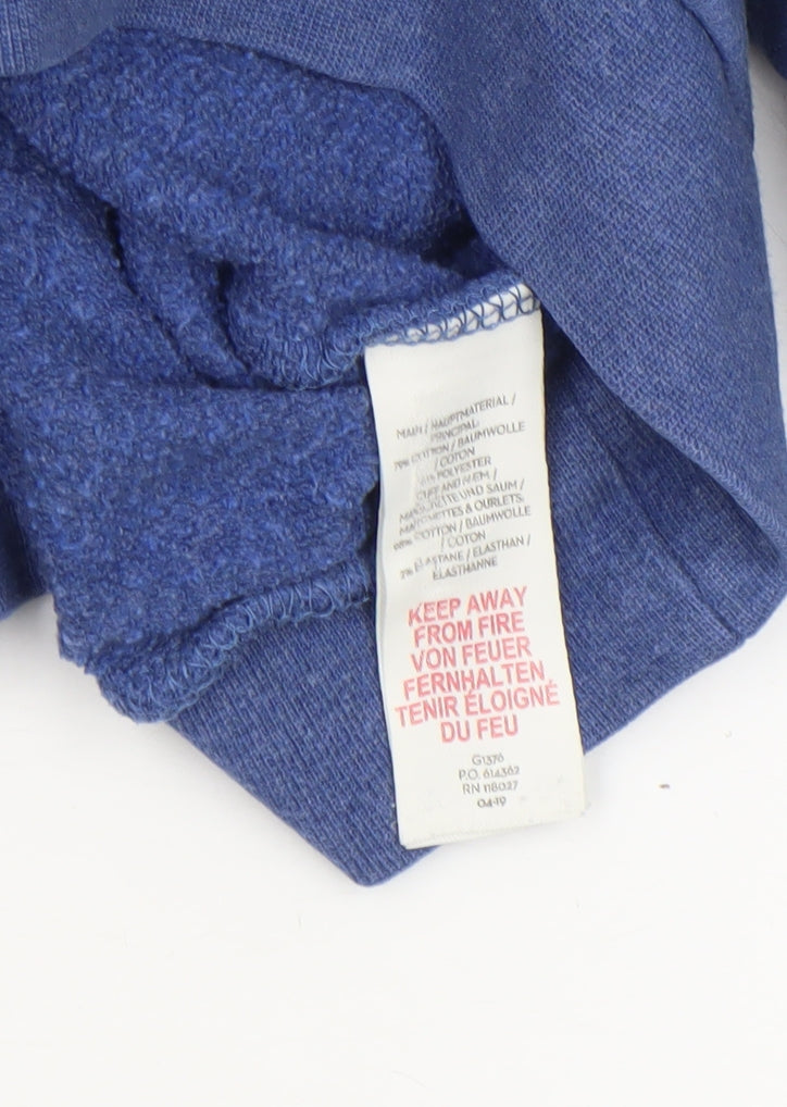 Boden Girls Blue Pullover Hoodie 9-10 Years Colourblock Striped Sleeves