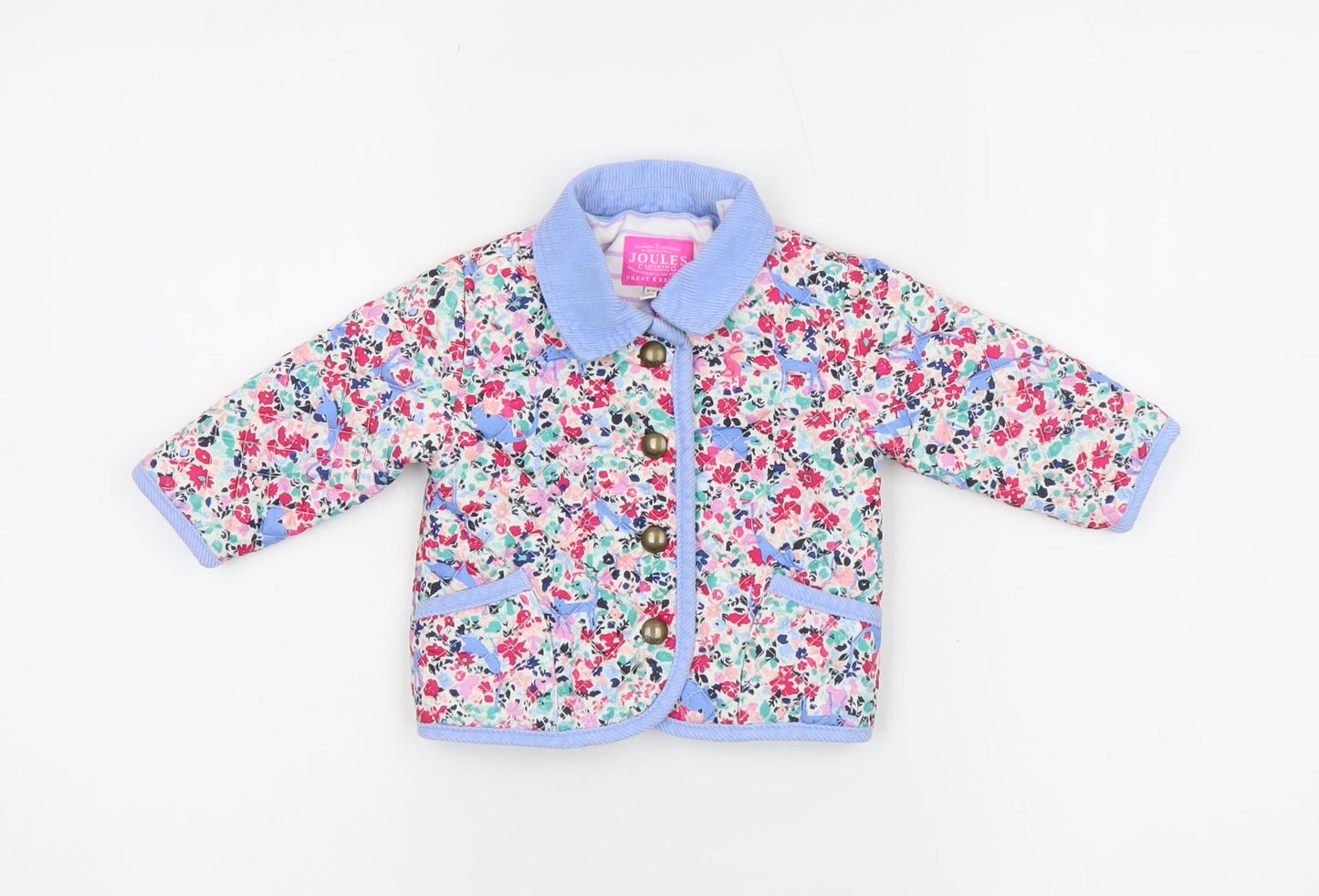 Joules Unisex Baby Multicoloured Quilted Floral Jacket 0-3 Months