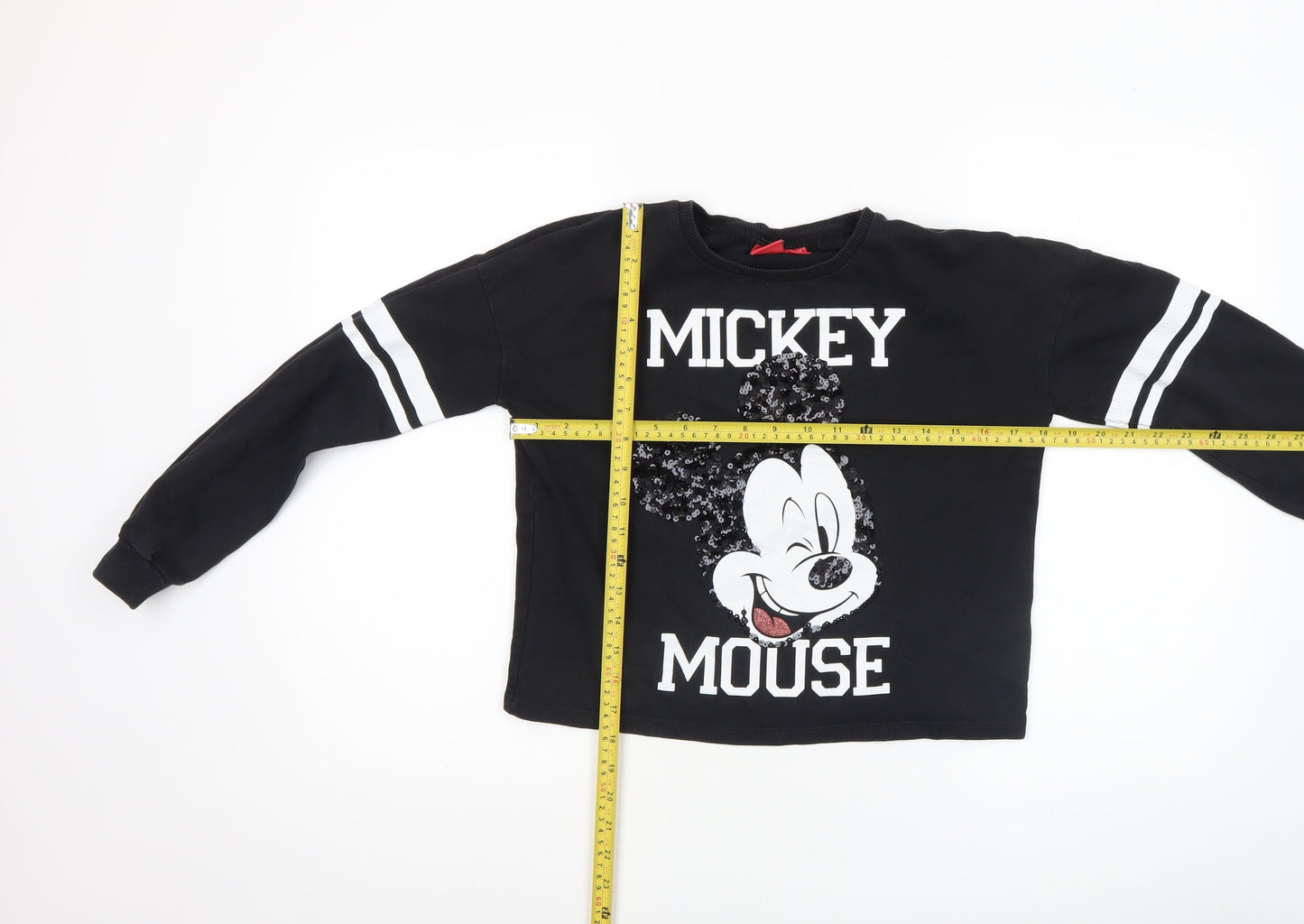 Disney Girls Black Mickey Mouse Sequin Pullover Sweatshirt 11-12 Years