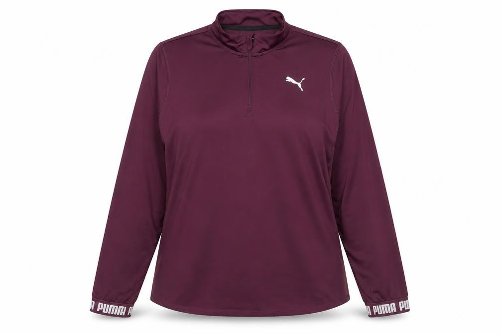 Puma Womens Burgundy 1/4 Zip Pullover Sweatshirt XL Polyester