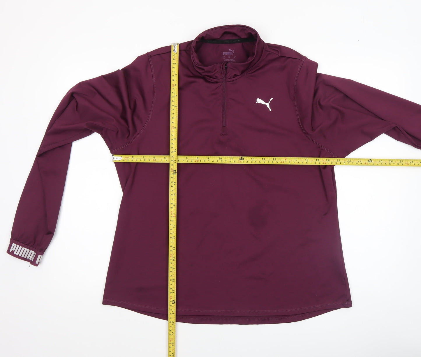 Puma Womens Burgundy 1/4 Zip Pullover Sweatshirt XL Polyester