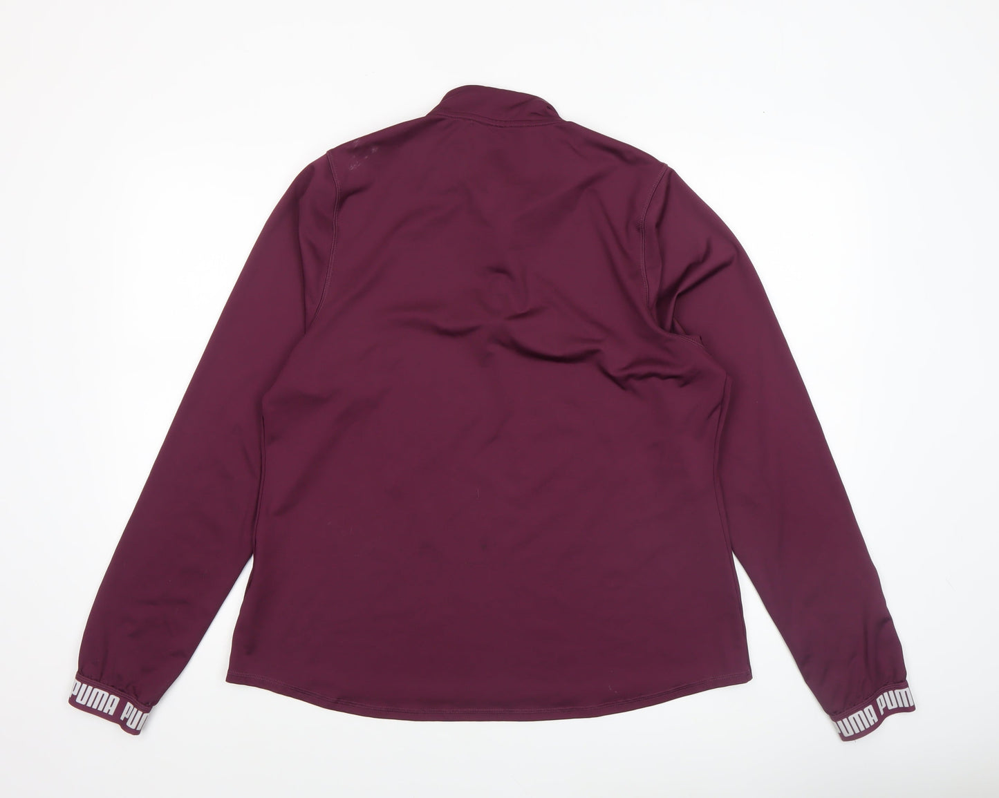 Puma Womens Burgundy 1/4 Zip Pullover Sweatshirt XL Polyester