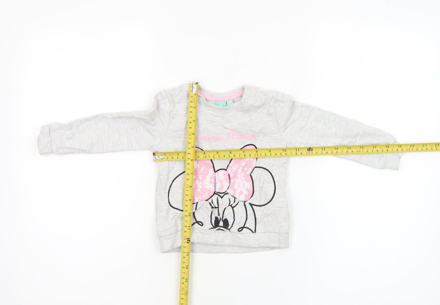 Disney Baby Girls Grey Minnie Mouse Long Sleeve Sequin T-Shirt 18-24 Months