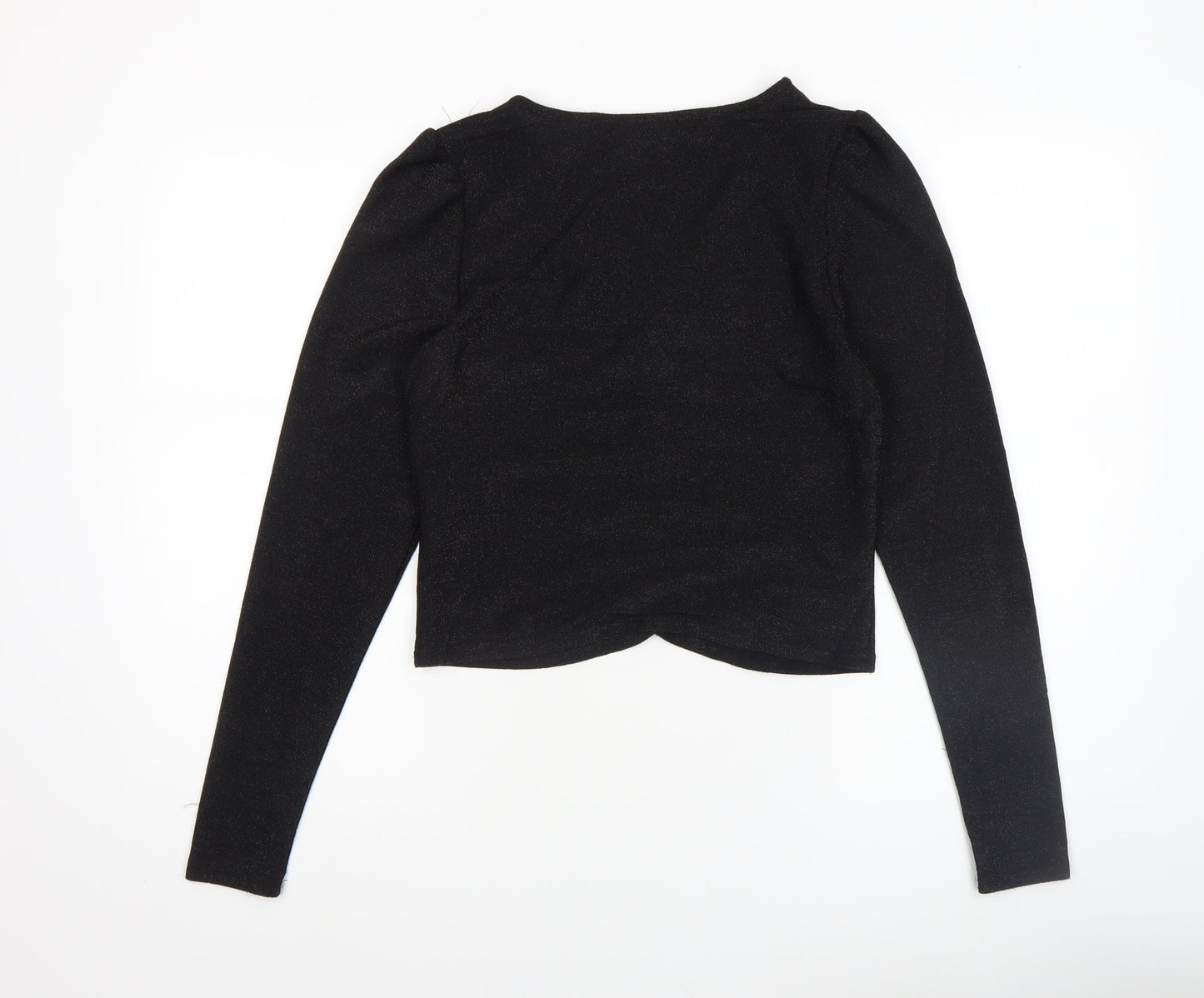 Diesel Women's Black V-Neck Cropped Long Sleeve Top Size M