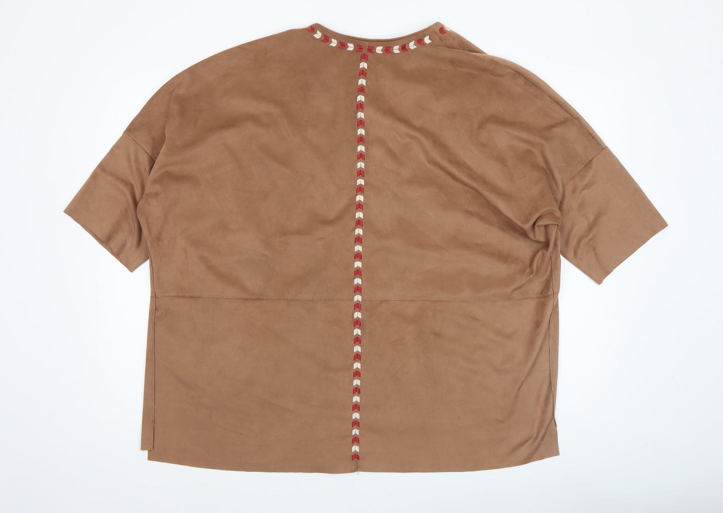 Amisu Women’s Brown Embroidered Open Kimono Jacket Size 12