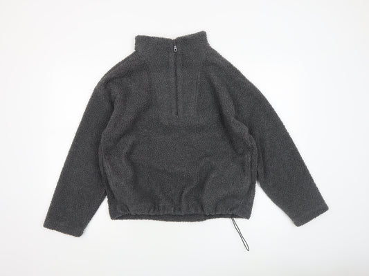 New Look Women’s Grey 1/4 Zip Fleece Pullover Sweatshirt Size S