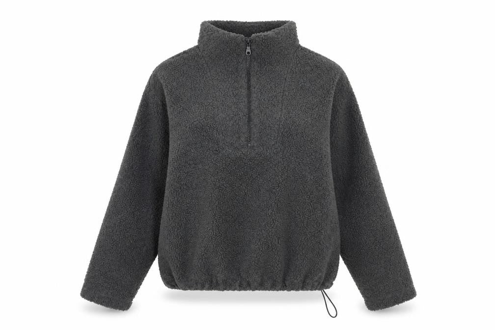 New Look Women’s Grey 1/4 Zip Fleece Pullover Sweatshirt Size S