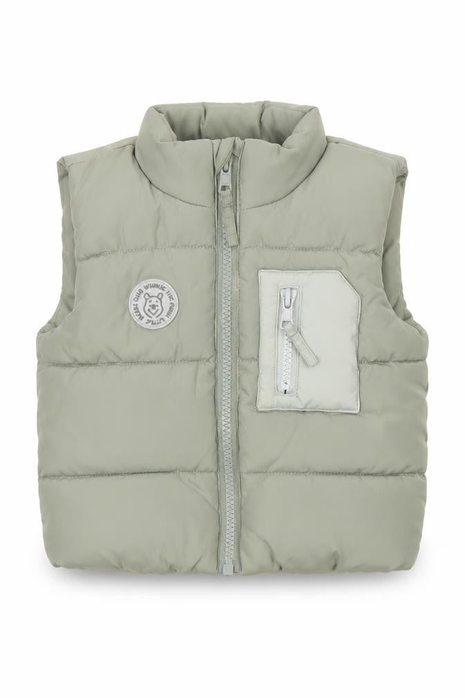 George Baby Unisex Green Puffer Gilet 3-6 Months Polyester Lined Zip Vest