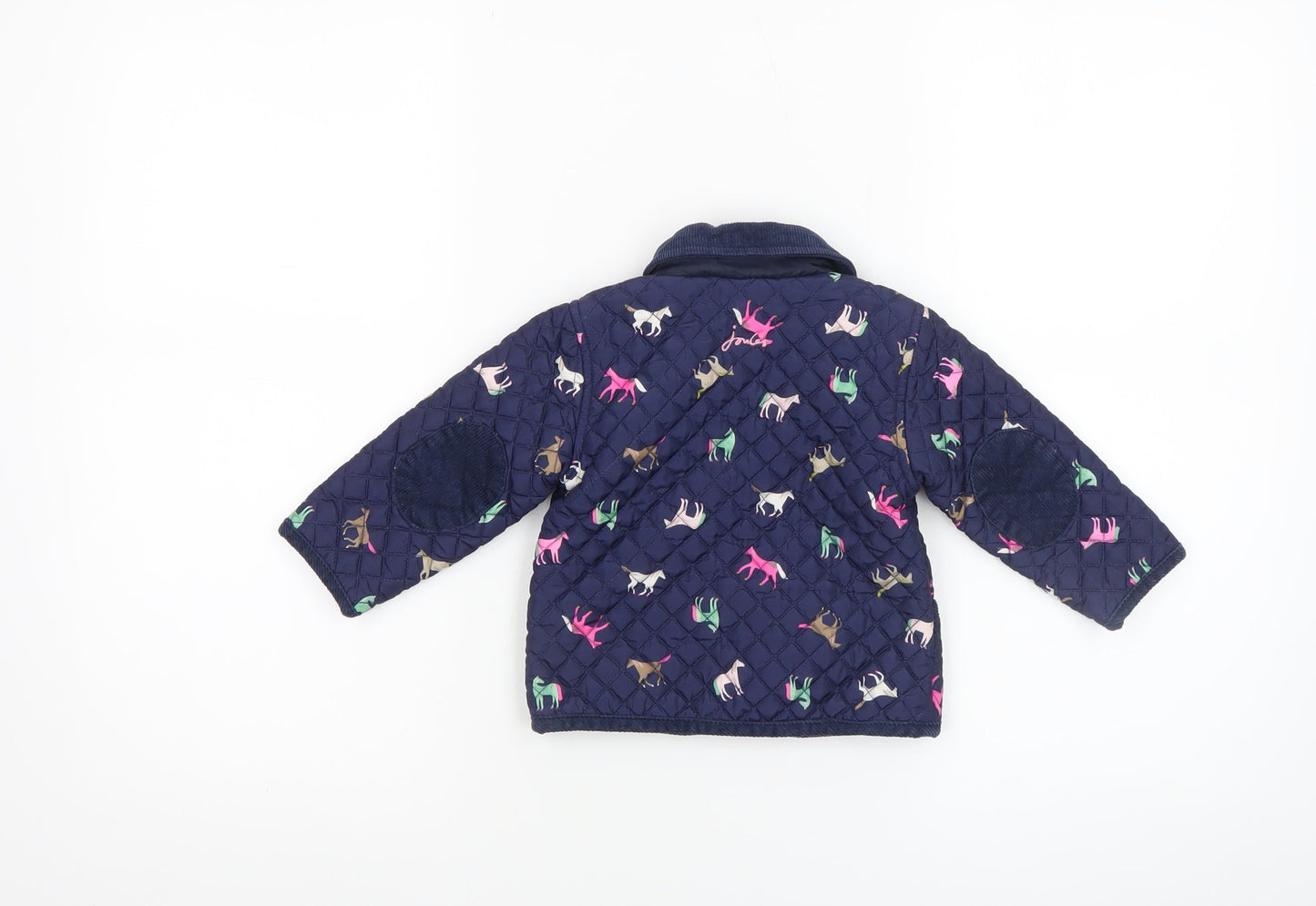 Joules Girls Blue Quilted Animal Print Jacket 6-9 Months