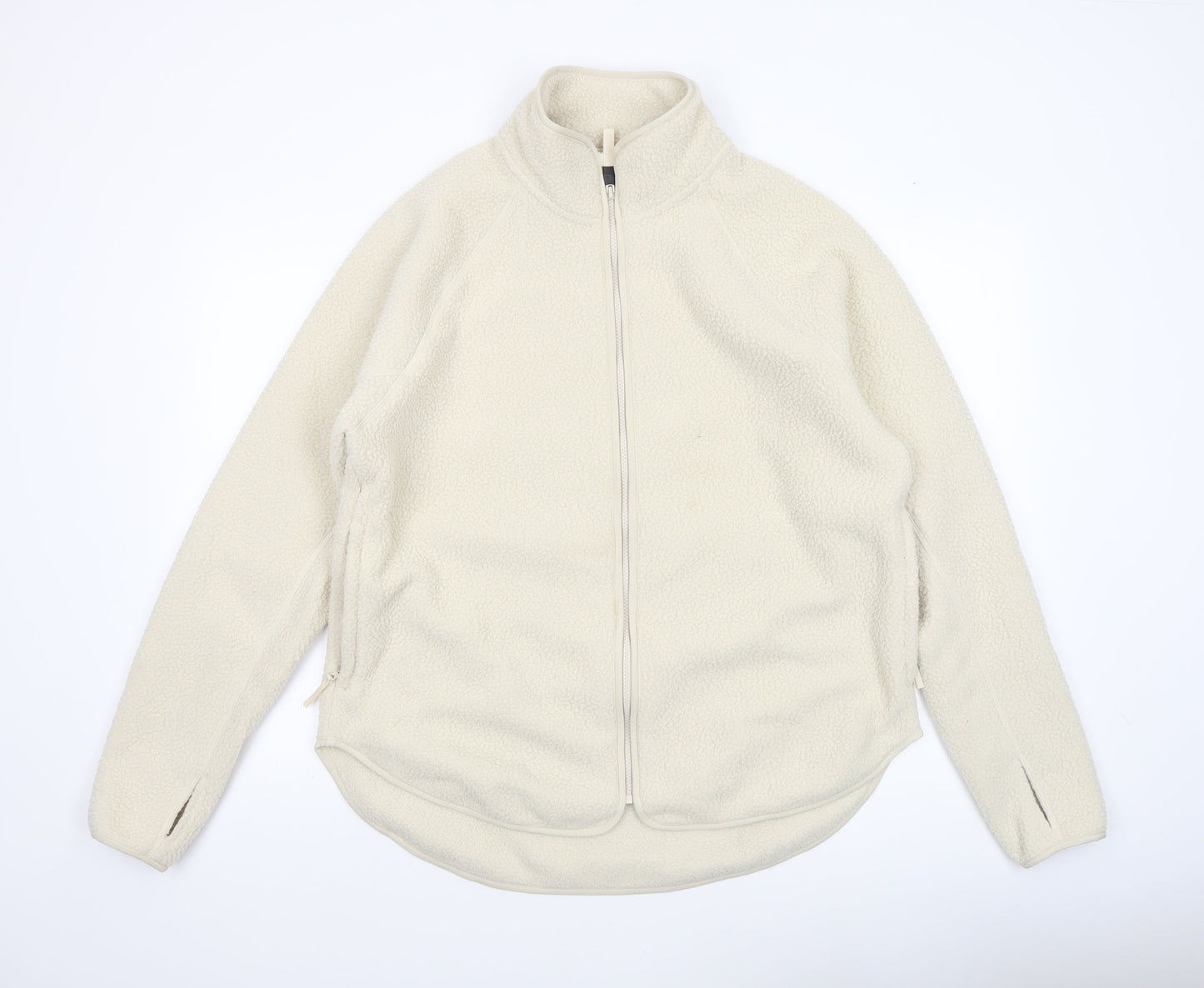 H&M Move Women Ivory Fleece Full Zip Jacket Size 12