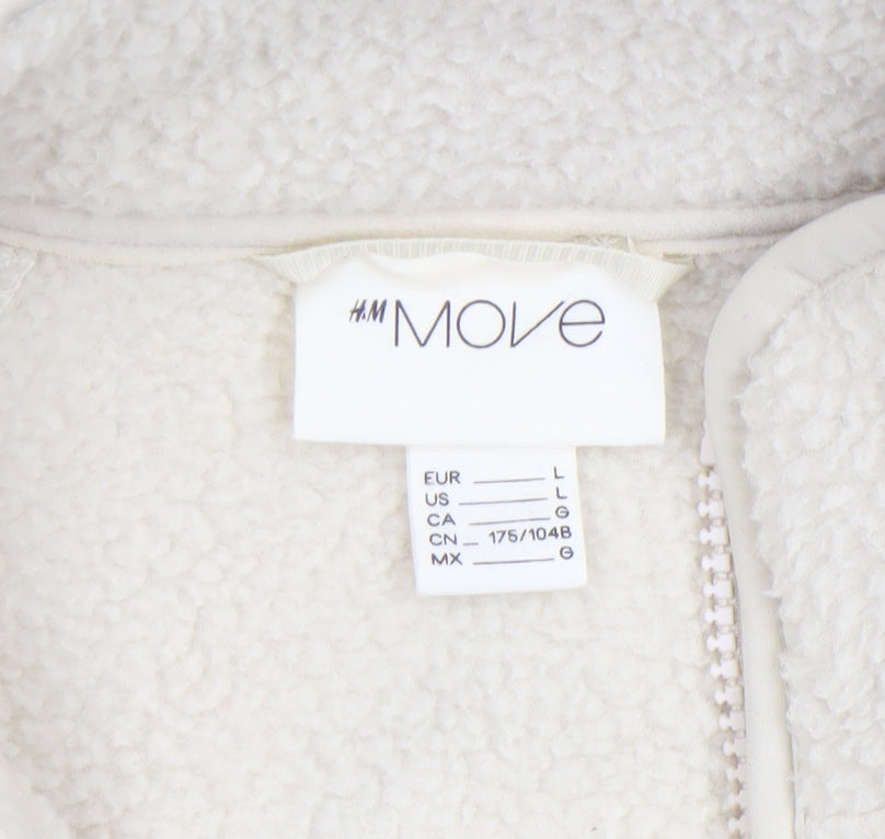 H&M Move Women Ivory Fleece Full Zip Jacket Size 12