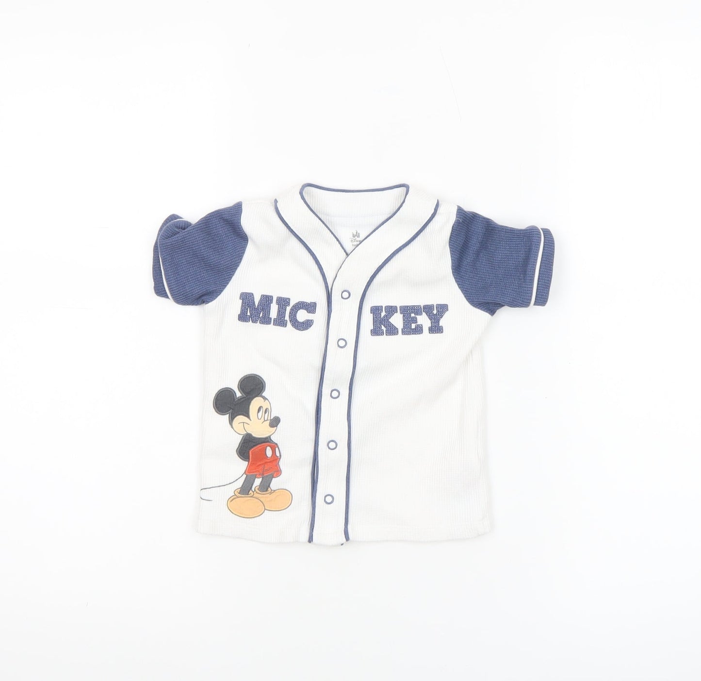 Disney Baby Mickey Mouse White Button-Up Jersey T-Shirt 12-18M