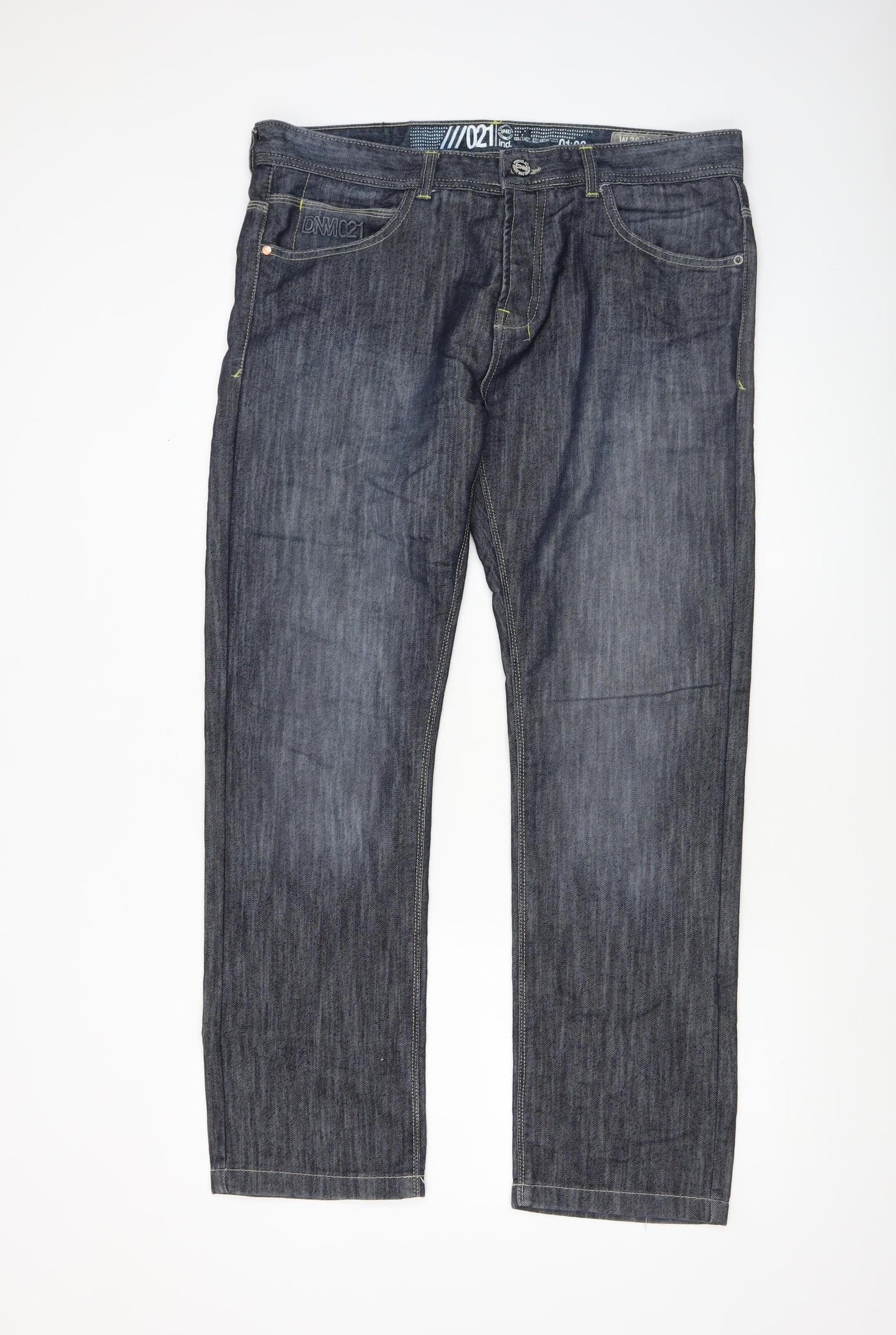 V021 Men’s Blue Straight Fit Denim Jeans W36 L30 Cotton
