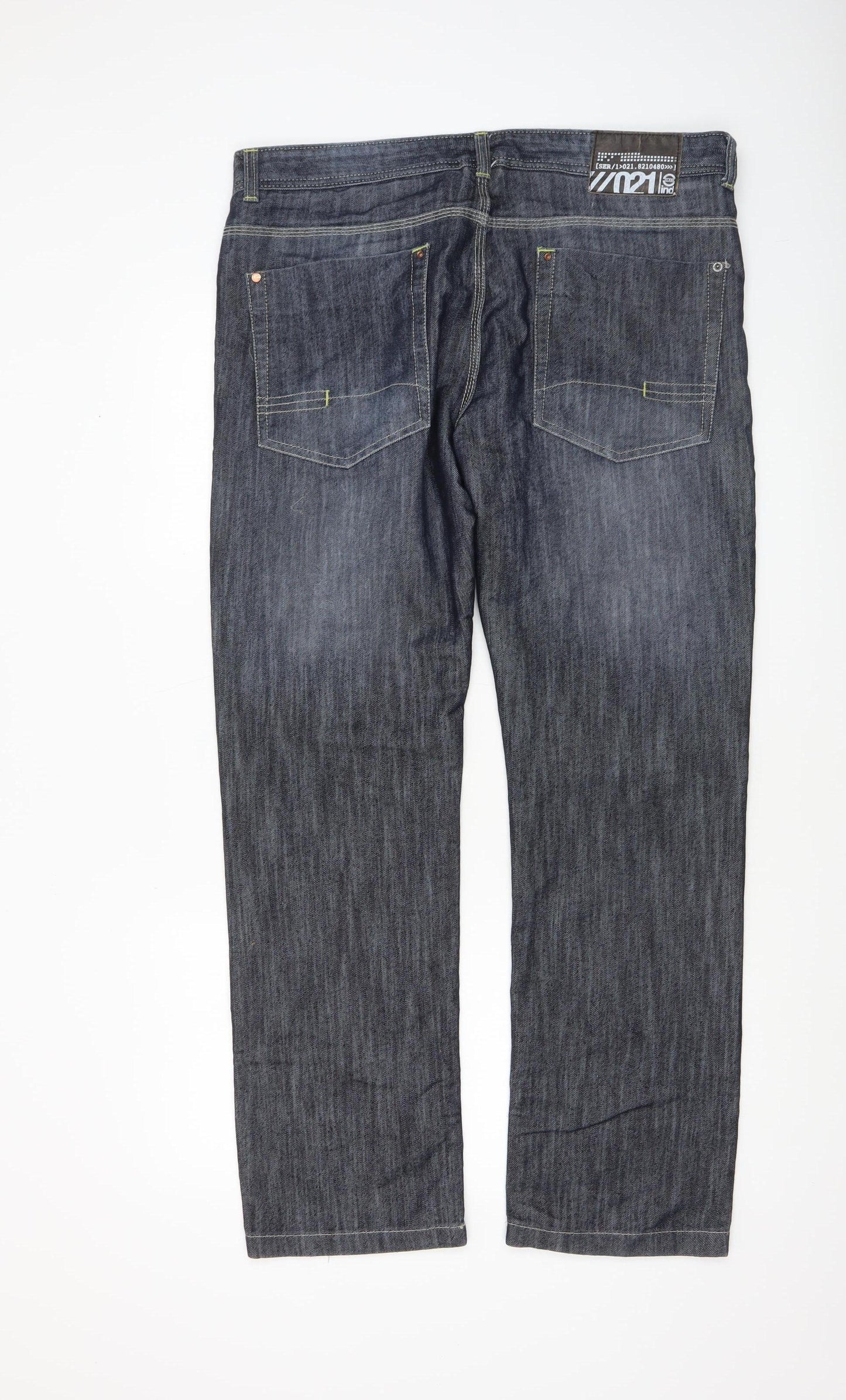 V021 Men’s Blue Straight Fit Denim Jeans W36 L30 Cotton