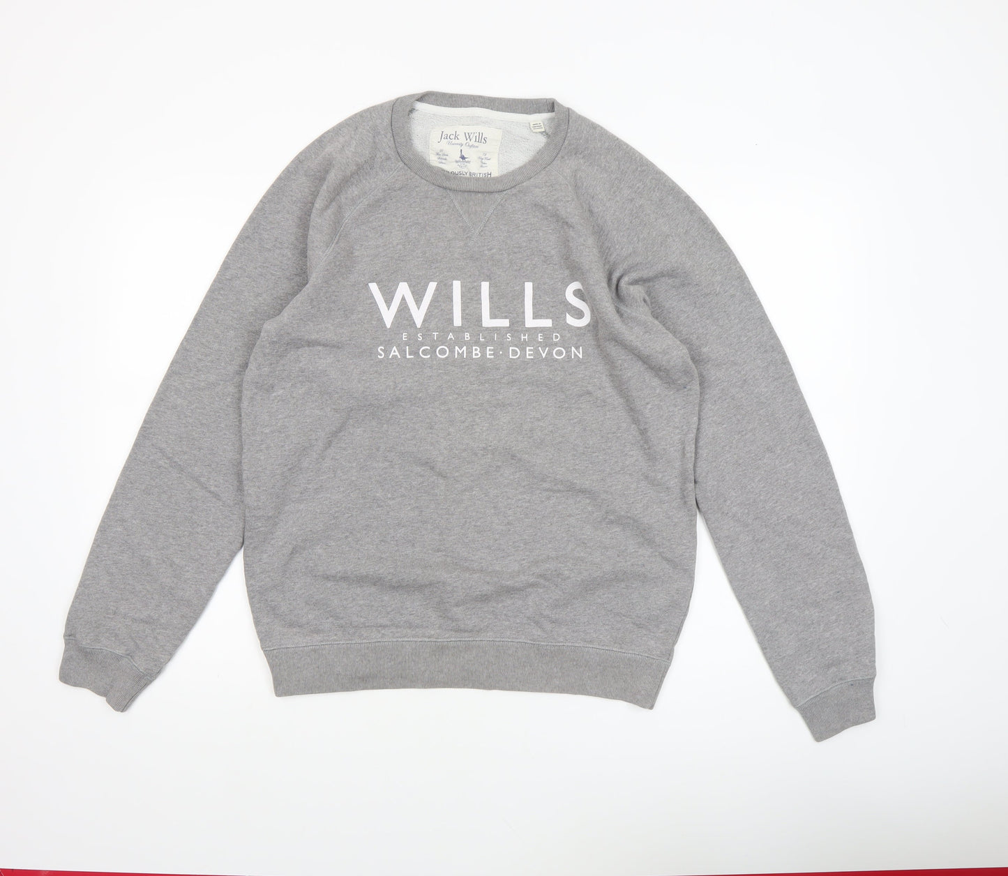 Jack Wills Men’s Grey Pullover Sweatshirt M Logo Crew Neck