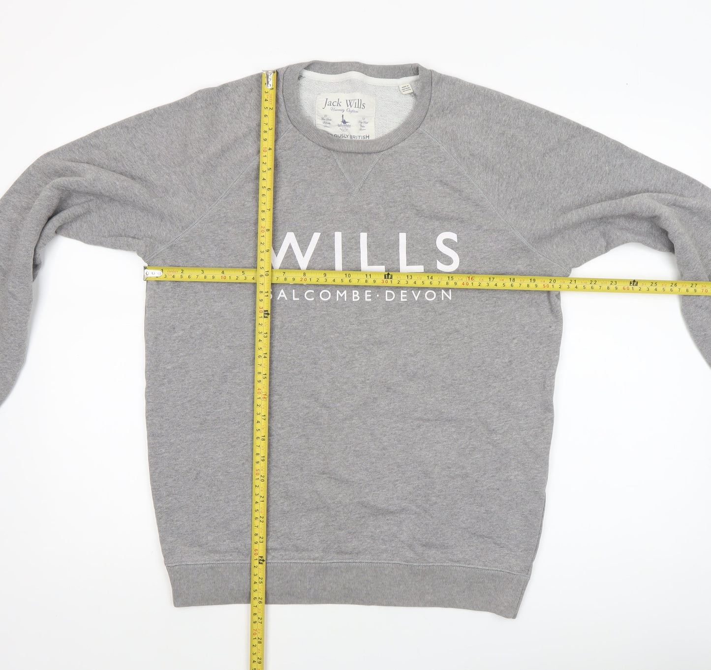 Jack Wills Men’s Grey Pullover Sweatshirt M Logo Crew Neck