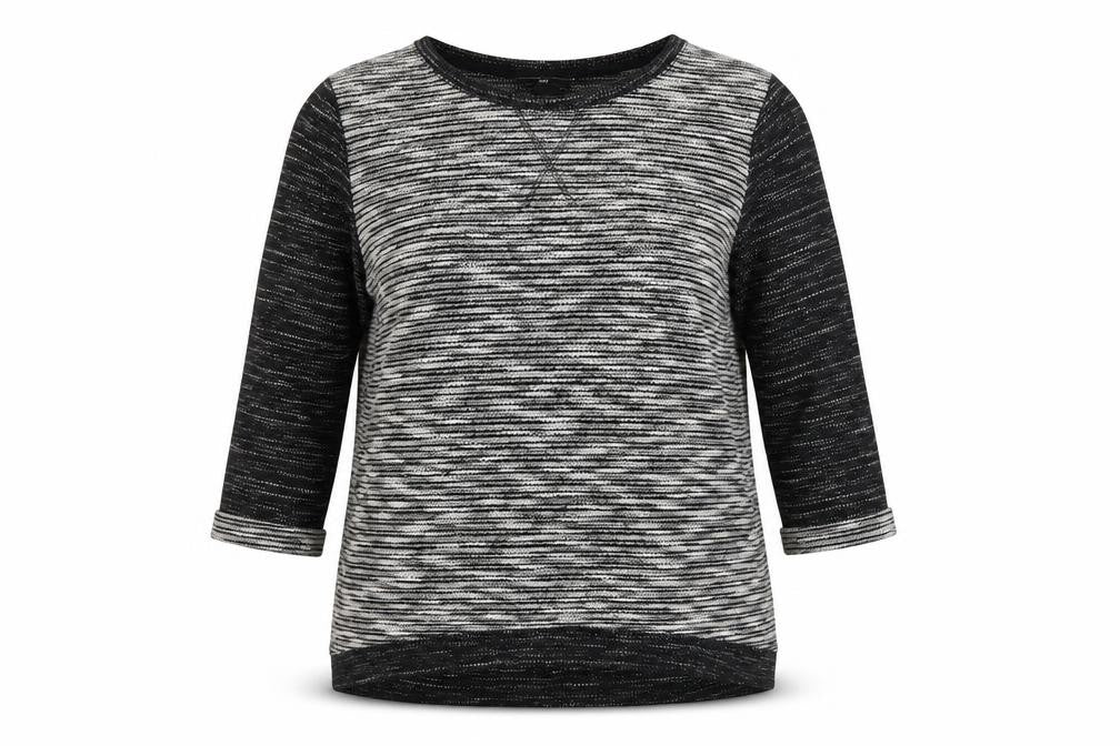 H&M Women's Black Striped 3/4 Sleeve Knit T-Shirt Size 12