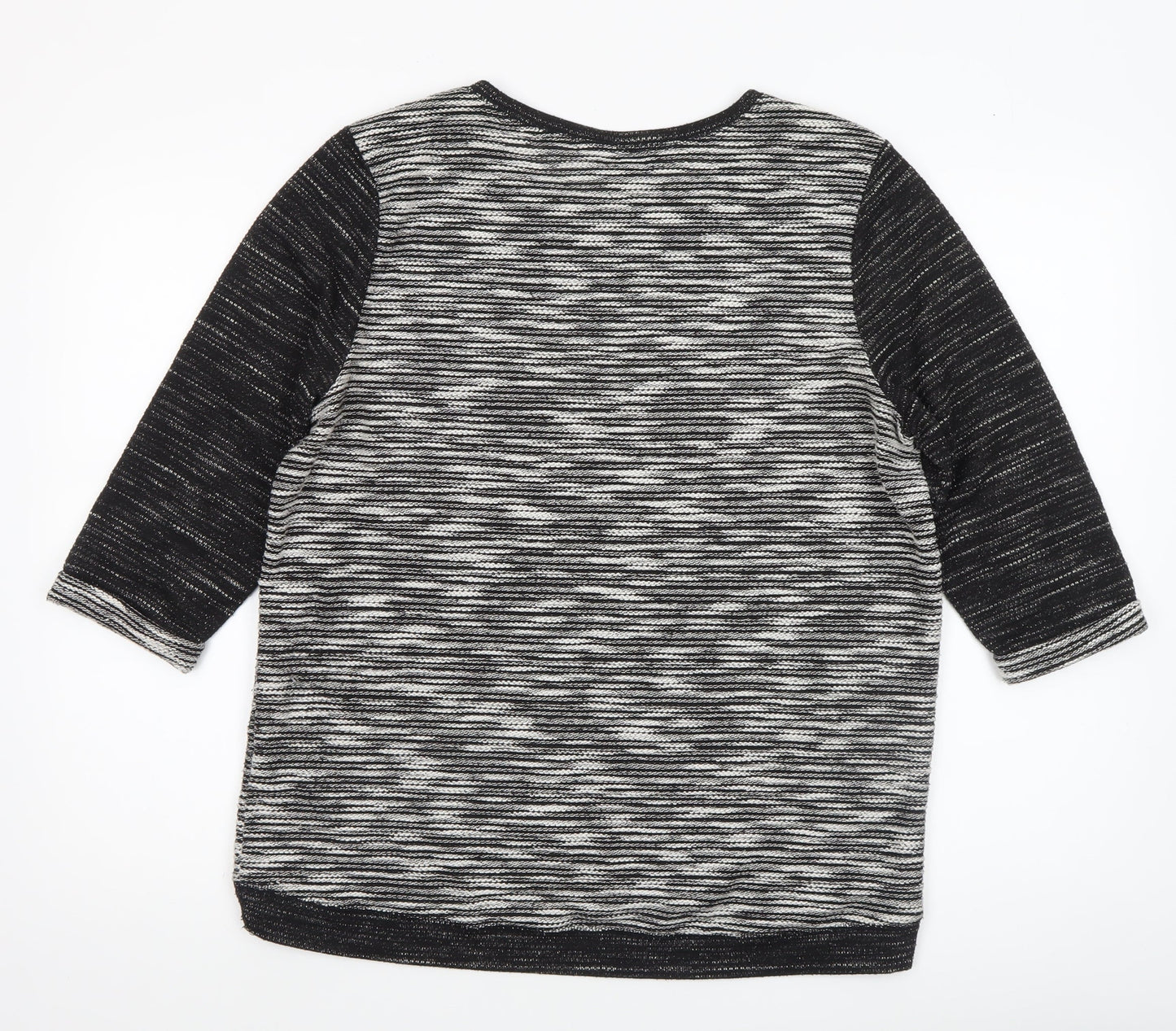H&M Women's Black Striped 3/4 Sleeve Knit T-Shirt Size 12