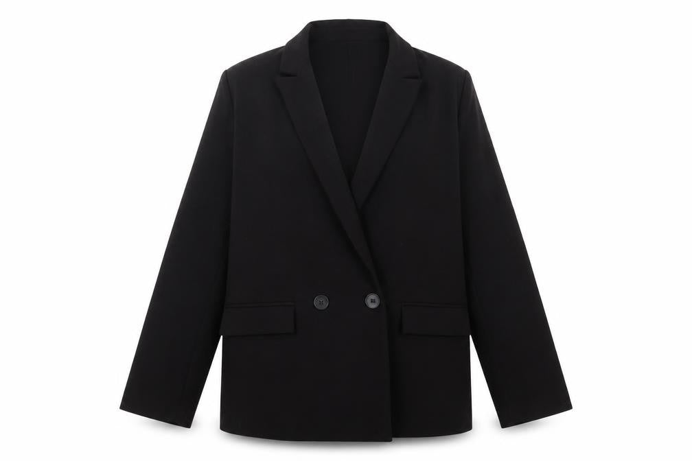 Tu Women Black Size 12 Double-Breasted Suit Blazer Jacket