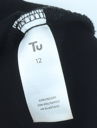 Tu Women Black Size 12 Double-Breasted Suit Blazer Jacket