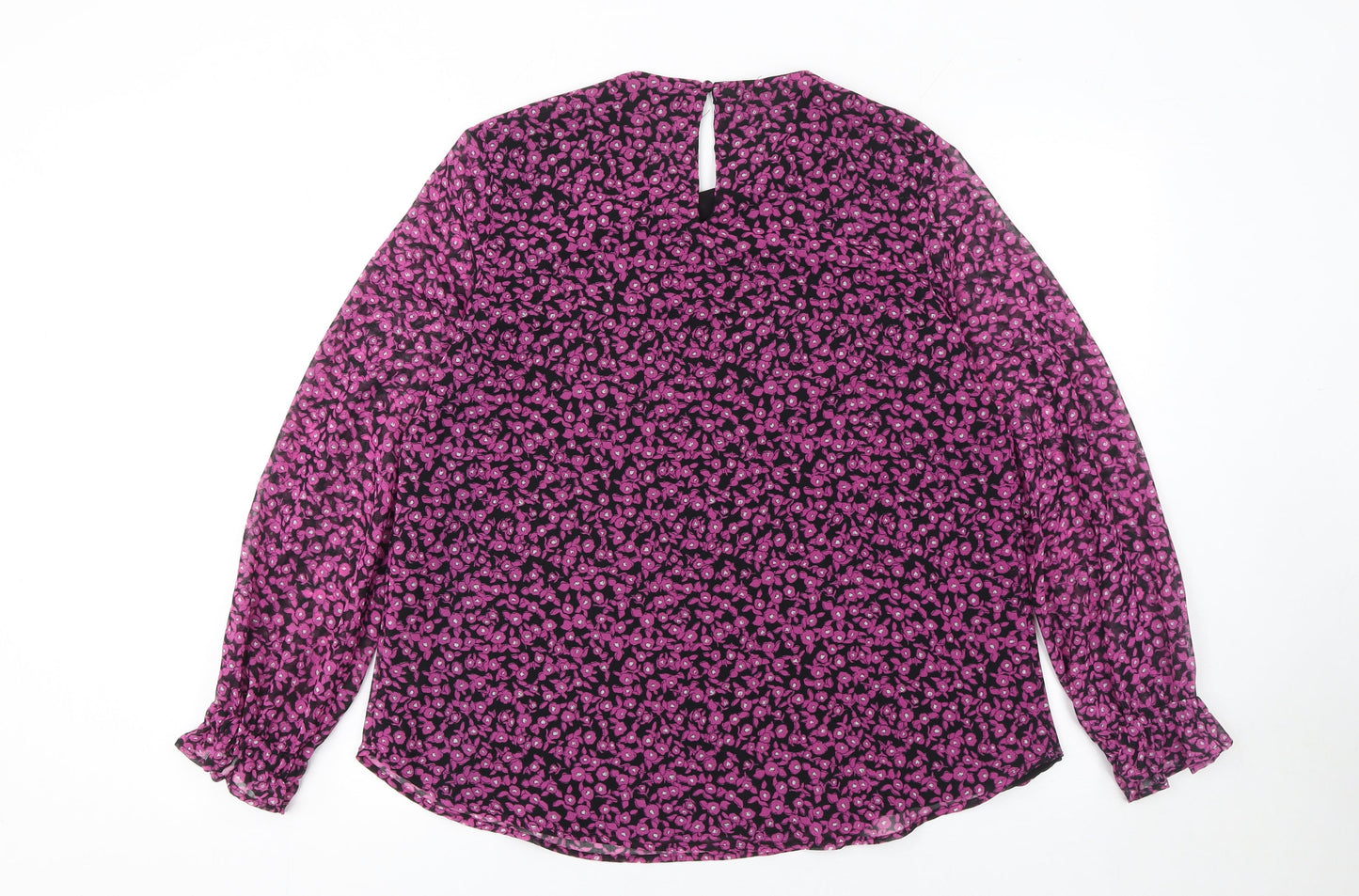 Gallery Women’s Pink Floral Long Sleeve Chiffon Tunic Blouse UK 10