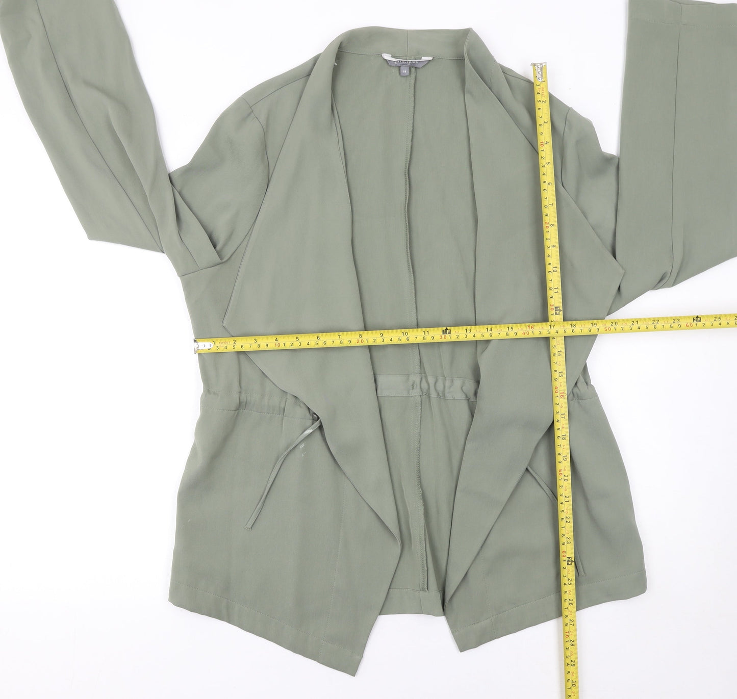 Principles Women’s Green Open Front Mid-Length Jacket Size 14