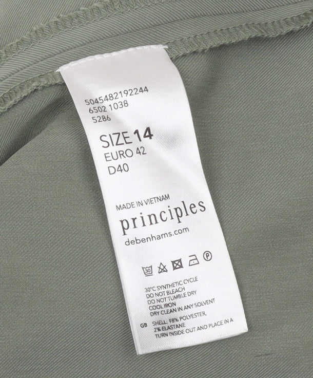 Principles Women’s Green Open Front Mid-Length Jacket Size 14