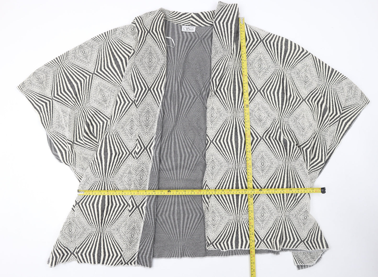 Arne Smith Women’s Black & White Geometric Open Cardigan XL