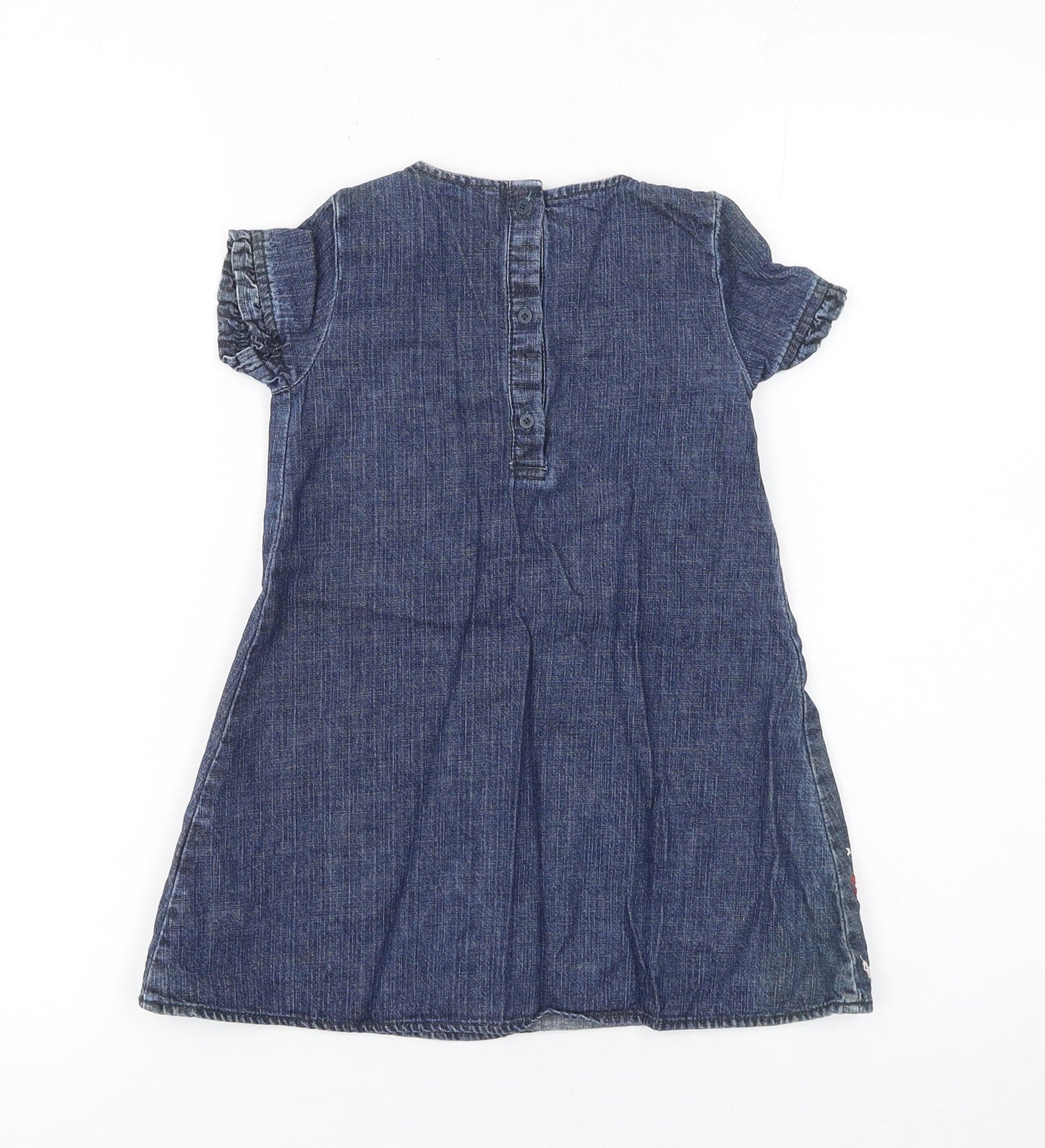 Rocha Little Rocha Girls Blue Denim Embroidered Dress 18-24 Months A-Line Cotton