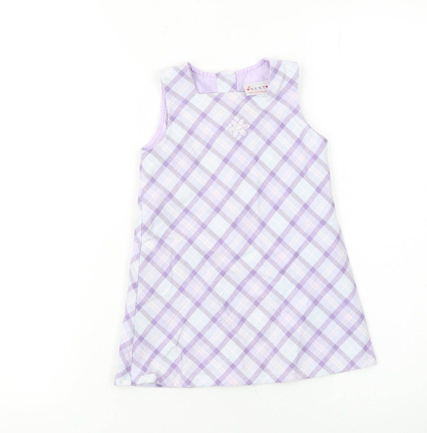 Next Girls Purple Check A-Line Sleeveless Dress 12-18 Months