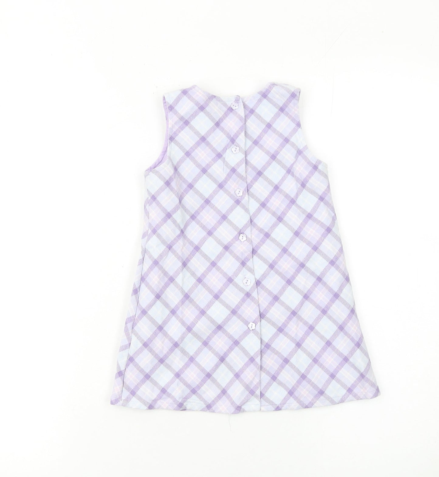 Next Girls Purple Check A-Line Sleeveless Dress 12-18 Months