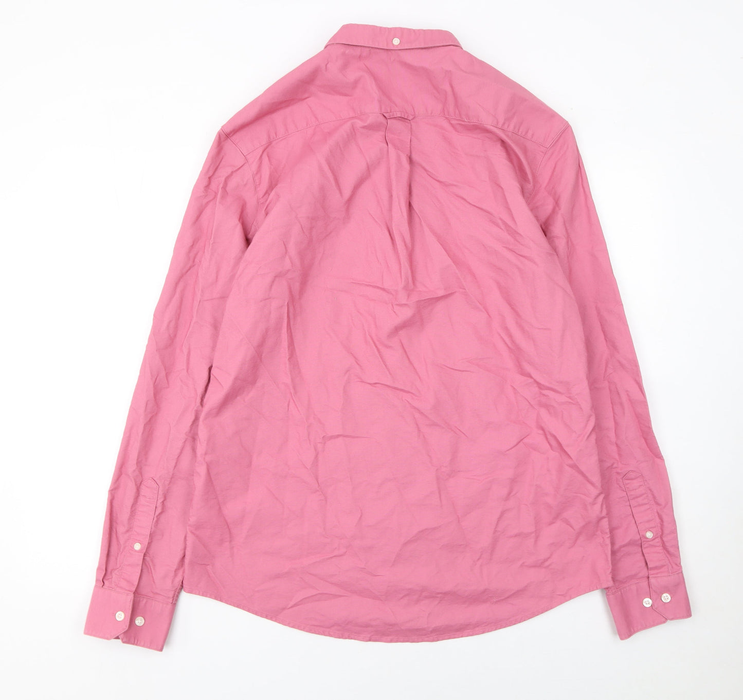 Farah Men's Pink Slim Fit Long Sleeve Cotton Button-Up Shirt XL